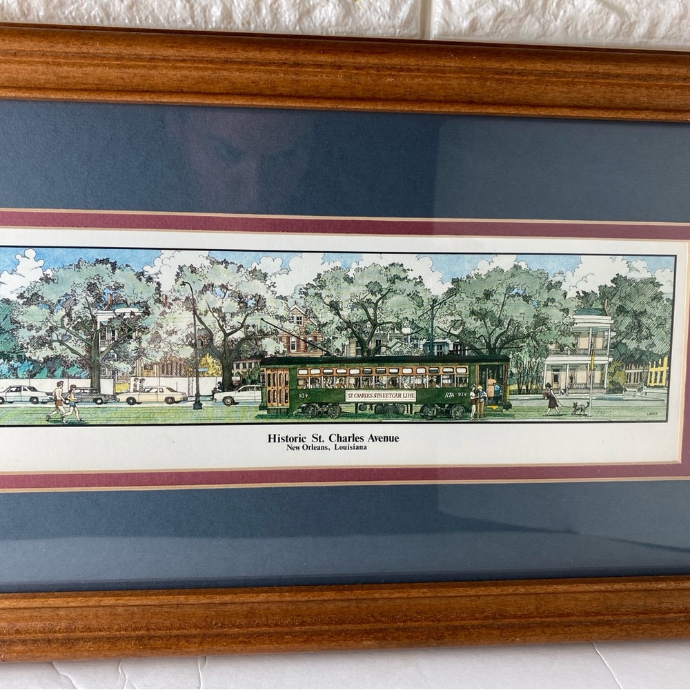 Historic St. Charles Avenue Street Car Framed Print Lewis New Orleans - Picture 2 of 5
